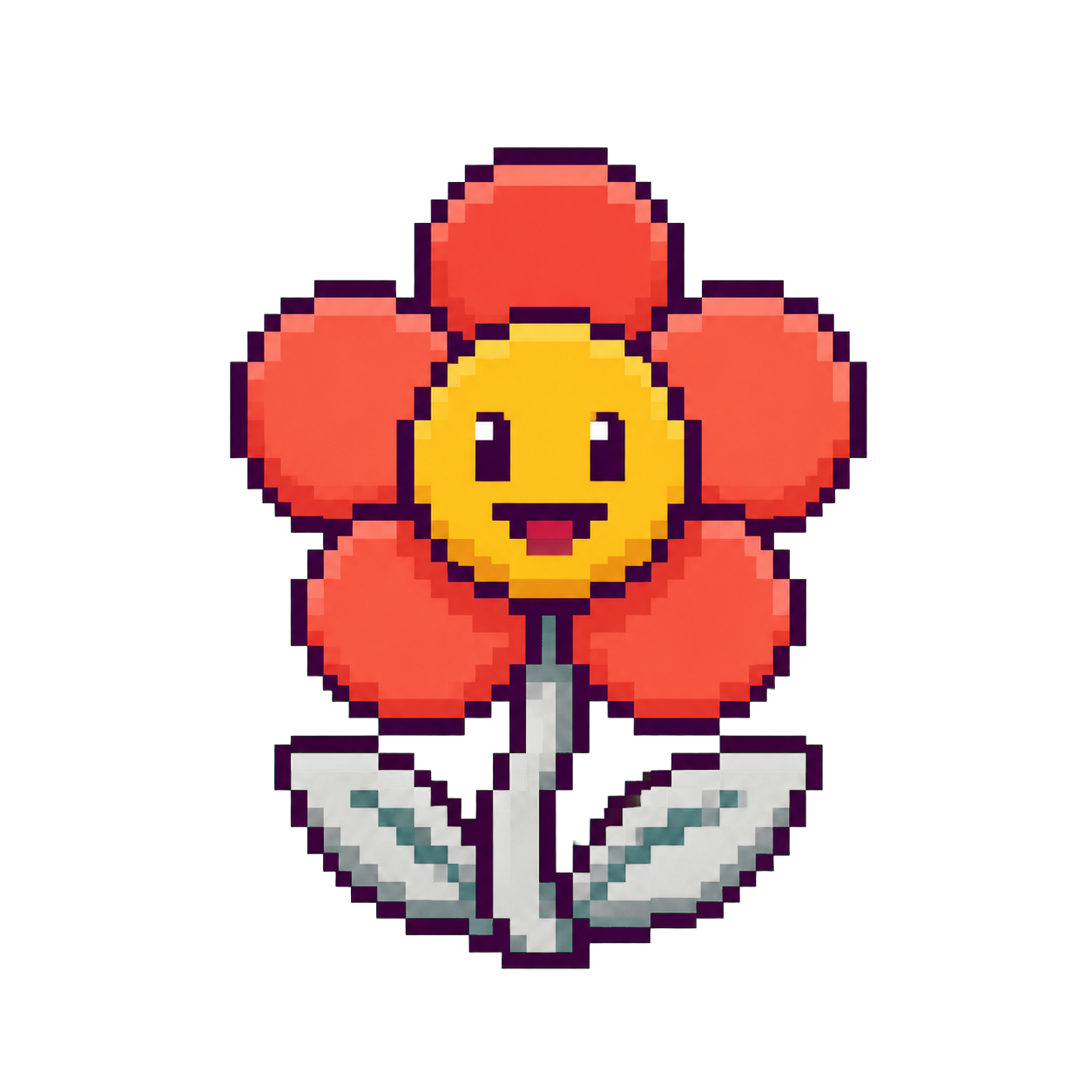Smiling pixel flower